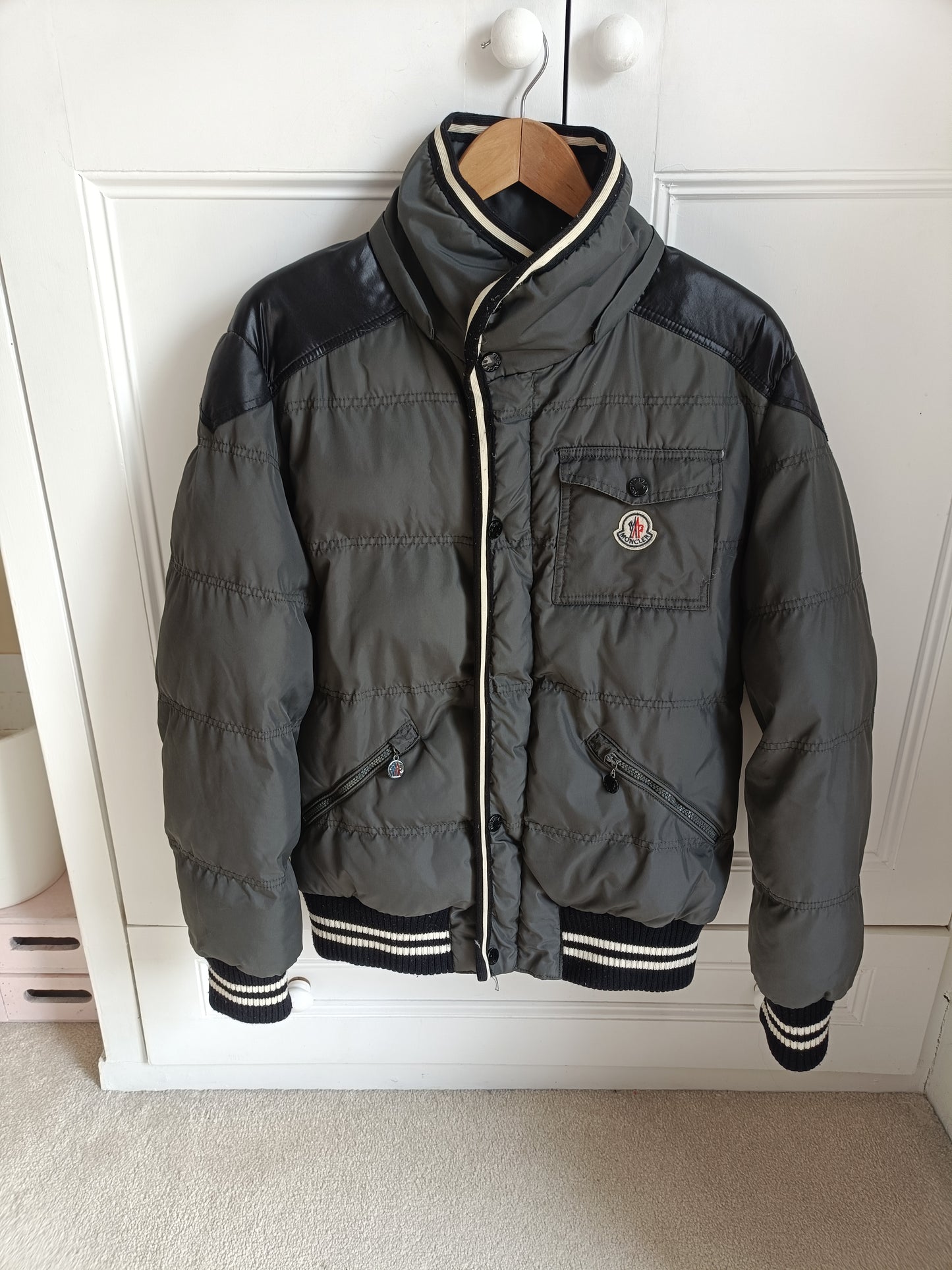 Moncler padded coat with jersey trims